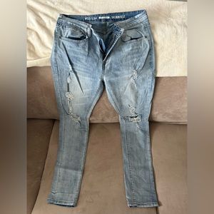 Light wash UH distressed denim